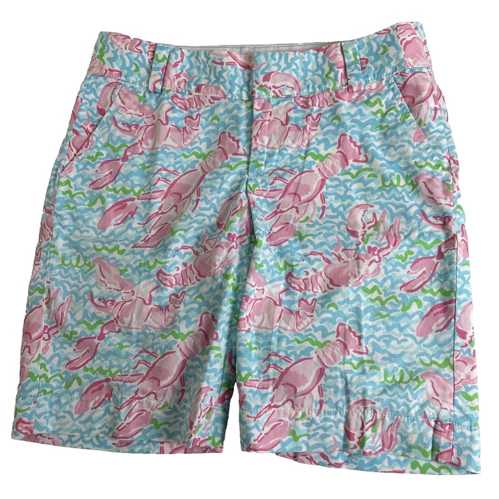 Lilly Pulitzer Chipper Bermuda Shorts Womens 0 Lobster New England Summer Preppy